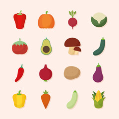 set of food vegetables icons