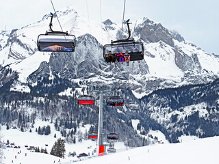 6-person chairlift Oberdorf - Freienalp or Sechsersesselbahn Oberdorf-Freienalp in the...