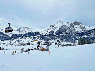 6-person chairlift Oberdorf - Freienalp or Sechsersesselbahn Oberdorf-Freienalp in the...