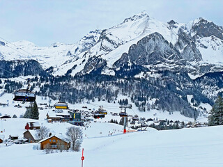 6-person chairlift Oberdorf - Freienalp or Sechsersesselbahn Oberdorf-Freienalp in the...