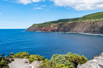 Viewpoint of Ponta do Queimado in Serreta with colorful cliff, Terceira - Azores PORTUGAL