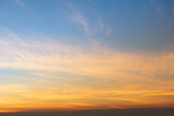 Yellow and blue sky background, Colorful sky sunrise or sunset with cloud beautiful.
