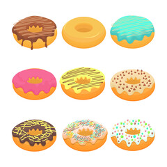 vector donuts with various flavors