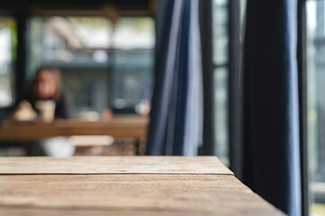 Wooden table at the café