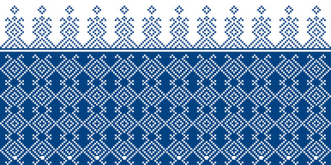 Seamless pattern repeating design with geometric shapes.