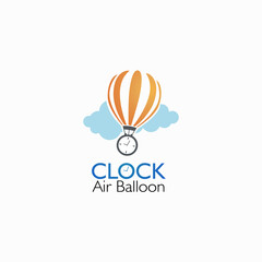 Fototapeta premium Logo Vector Clock Air Ballon Template