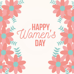 happy womens day poster with flowers
