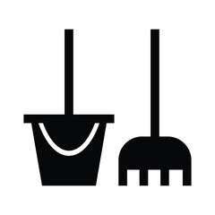 broom and bucket icon vector