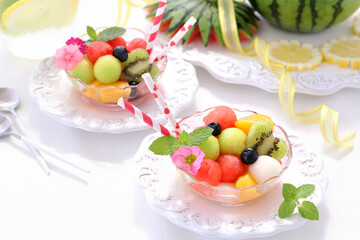 スイカフルーツポンチでティータイム　個別盛り