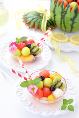 スイカフルーツポンチでティータイム　個別盛り