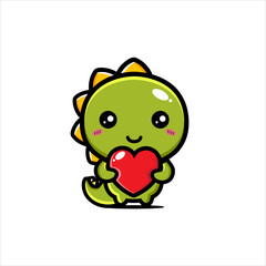 cute dinosaur vector design hugging love