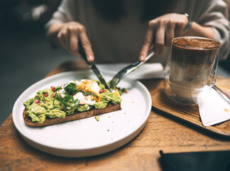 Guacamole avocado healthy food and asian woman background at outdoor restaurant on day