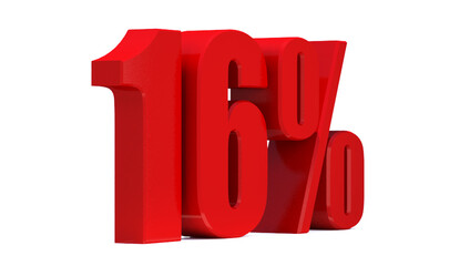 16 Percent off 3d Sign on White Background, Special Offer 16% Discount Tag, Sale Up to 16 Percent Off,big offer, Sale, Special Offer Label, Sticker, Tag, Banner, Advertising, offer Icon
