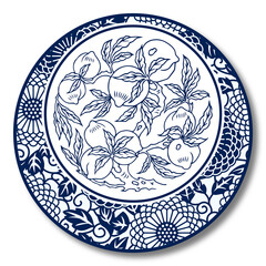 Chinese Traditional Blue And White Porcelain, The Peaches