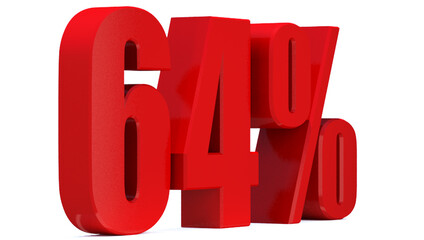 64 Percent off 3d Sign on White Background, Special Offer 64% Discount Tag, Sale Up to 64 Percent Off,big offer, Sale, Special Offer Label, Sticker, Tag, Banner, Advertising, offer Icon
