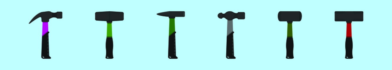set of hammer cartoon icon design template with various models. vector illustration isolated on blue background