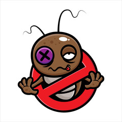 Obraz premium Vector design of cockroach ban sign
