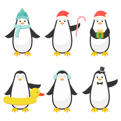 Cute penguin mascot with christmas theme