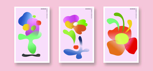 Abstract flowers drawn in beautiful colors Minimalist genre Adjust one line Ready to frame on a smooth wall