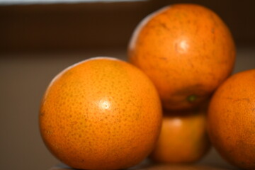 close up fresh oranges on the table