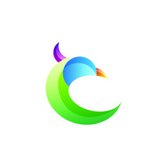 eagle head logo C logo bird logo gradient colorful style