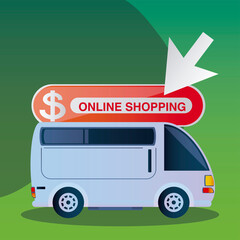 online shopping truck, express delivery service