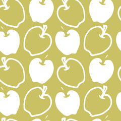 Vector hand drawn green apples simple seamless pattern background. Perfect for fabric, scrapbooking and wallpaper projects.
