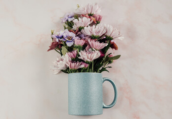 creative concept flower in a mug