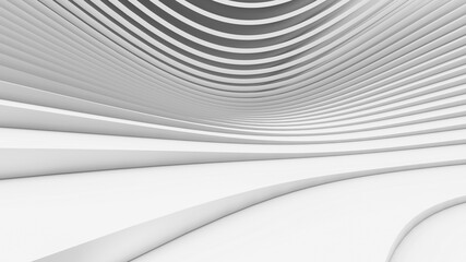 Abstract Curved Shapes. White Circular Background.