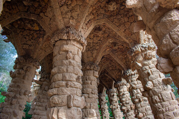 Part of the beautiful Park Guel, Barcelona, ​​Catalonia, Spain, Gaudi
