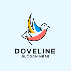 Dove logo vector icon line outline monoline illustration