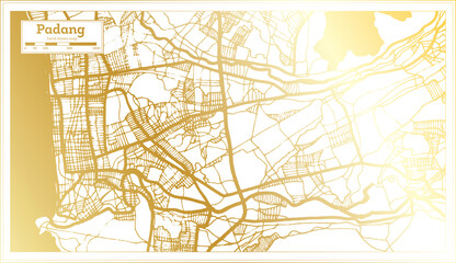 Padang Indonesia City Map in Retro Style in Golden Color. Outline Map.