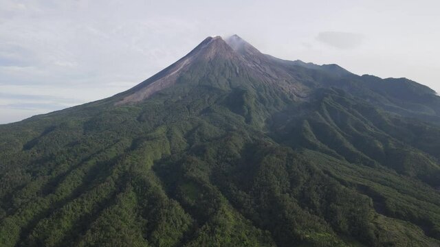 Scenic Aerial View of Mount Merapi in the Morning, A View From Bunker Kaliadem, Kaliurang, Jogjakarta