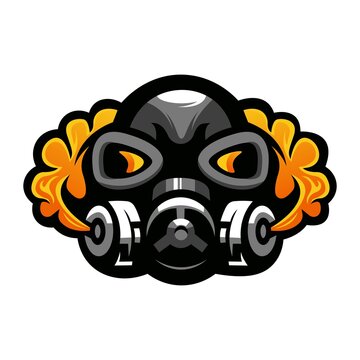 Gas Mask logo design vector with transparent background