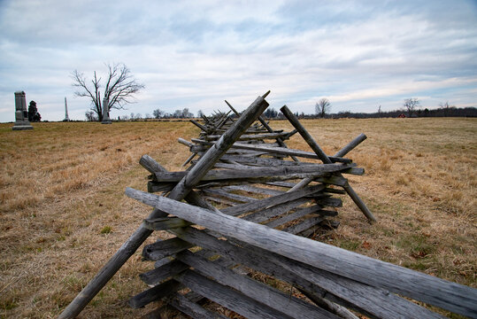 A View Of The American Civil War Battlefield In Gettysburg,