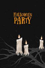 branches and candles, halloween invitation card, drawing - 408929250