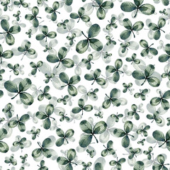 clover watercolor green herbal organic nature floral seamless pattern illustration - 408929289