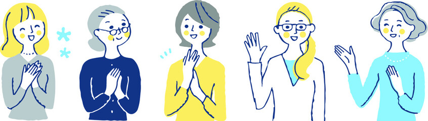 笑顔の女性５人　セット