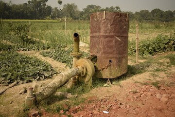 primitive irrigation system in the farm land