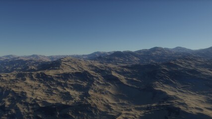 Fototapeta premium beautiful view from an exoplanet, a view from an alien planet, a computer-generated surface, a fantastic view of an unknown world, a fantasy world 3D render