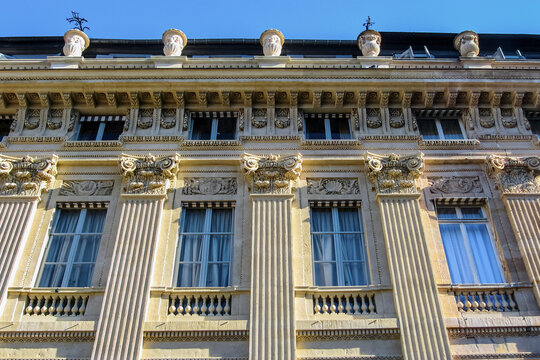 Facade of a building in the Palais Royal in Paris