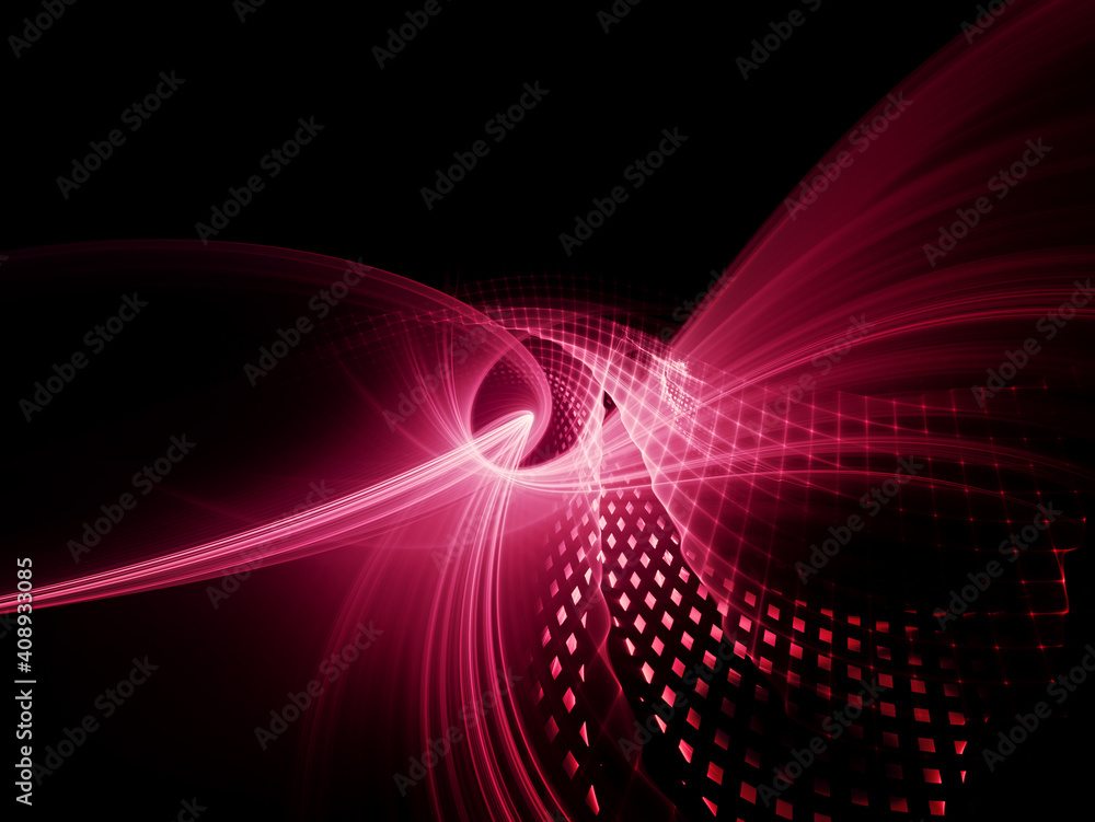Poster abstract red and black background. detailed generative fractal graphics.