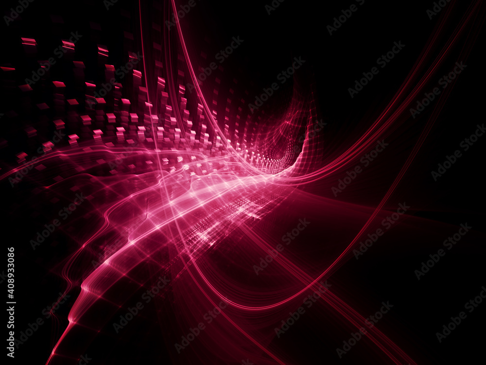 Fototapete abstract red and black background. detailed generative fractal graphics. technology and science conc
