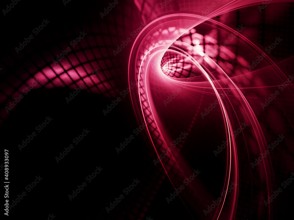 Fototapete Abstract red and black background. Detailed generative fractal graphics. Technology and science concept.