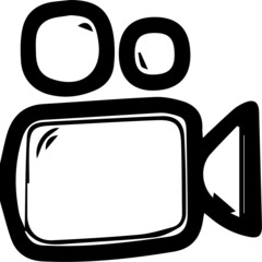 Camera recorder icon hand drawn on white paper