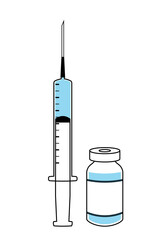 注射器とワクチンの入ったバイアル瓶のベクターイラスト