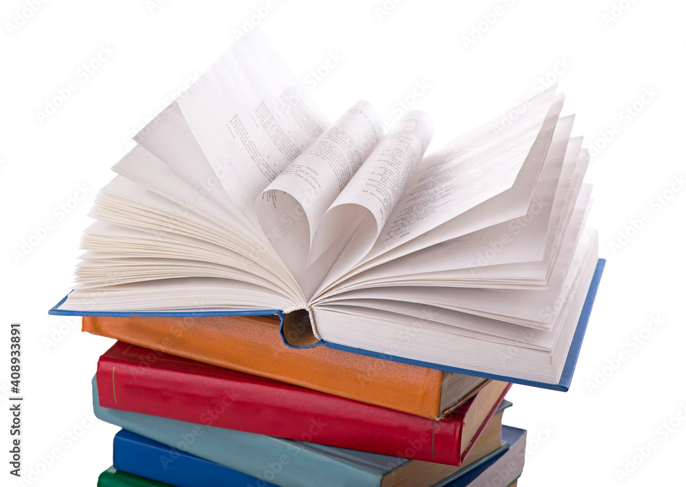 Poster the book opens, and the book page rolls into the heart selective focus and with a very shallow depth