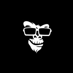 Vector logo illustration, ferocious gorilla head on black background  © aliafandi