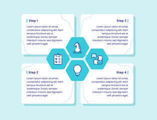management infographic diagram four step vision flag eye focus briefcase target for banner template fyer poster presentation with outline style