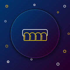 Line Dentures model icon isolated on blue background. Teeth of the upper jaw. Dental concept. Colorful outline concept. Vector. © Oksana